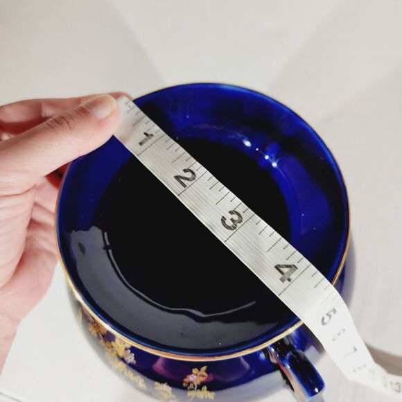 Vase Japanese Cobalt Blue 8.5" Handles Vintage Vtg Porcelain Peacock Bird Nature - Picture 13 of 14